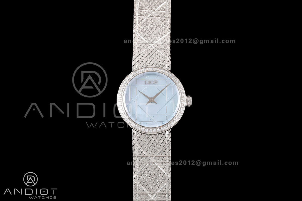 LA D DE DIOR SS 8848F 1:1 Best Edition Blue Dial Diamonds Bezel on Bracelet Quartz